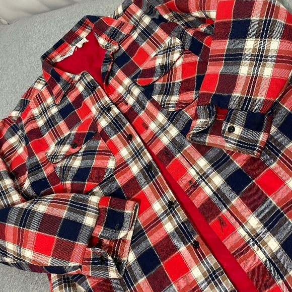 Vintage Mens Quilted Flannel Shirt Jacket Shacket Large Plaid Outdoor Gorpcore - Picture 2 of 9